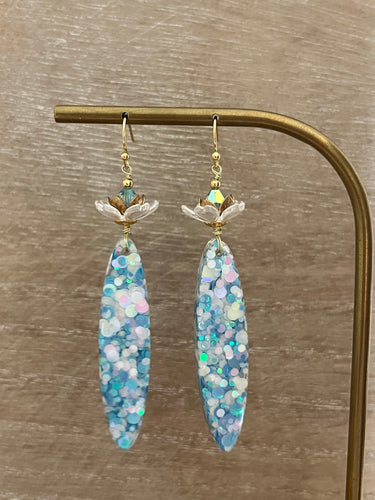 BO fleur de lotus et paillettes bleues